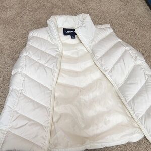 Lands' End Ivory Quilted Vest